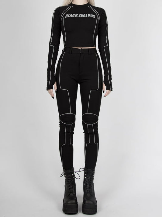 Futuristic Cyberpunk Reflective Bikecore High Waist Pants