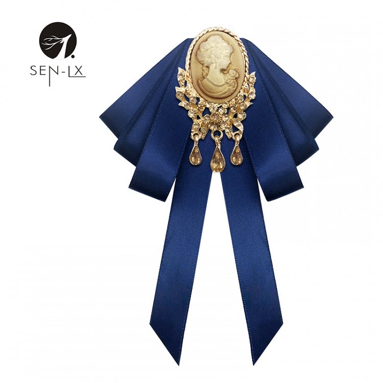 British Vintage Beauty Head Bow Brooch