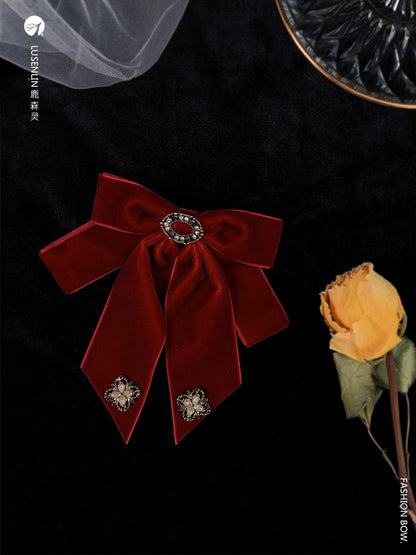 Vintage Retro Velvet Bow Lolita Brooch