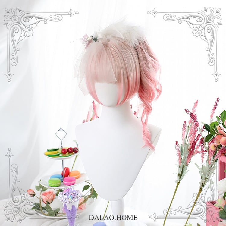 Mid-length Gradient Double Ponytail Curly Synthetic Wig