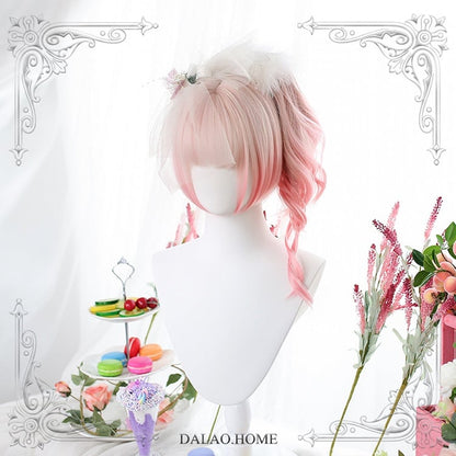 Mid-length Gradient Double Ponytail Curly Synthetic Wig