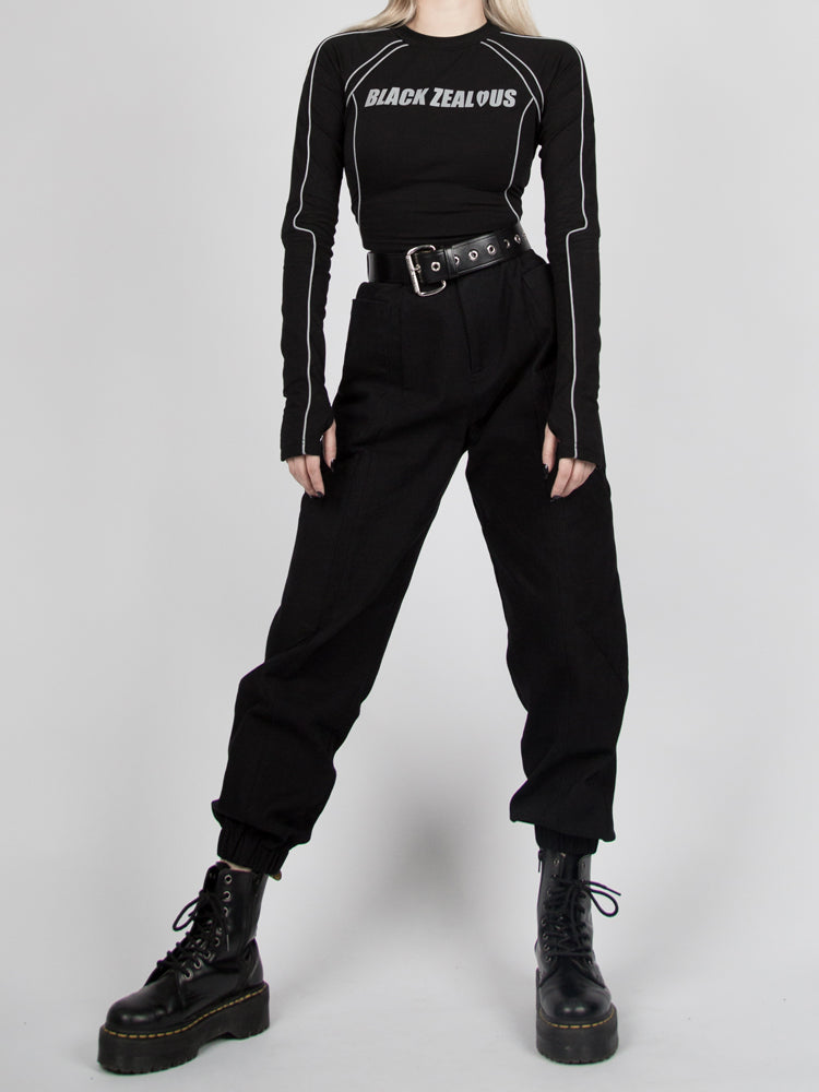 Futuristic Cyberpunk Reflective Long Sleeves Cropped Top