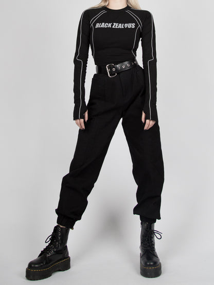 Futuristic Cyberpunk Reflective Long Sleeves Cropped Top