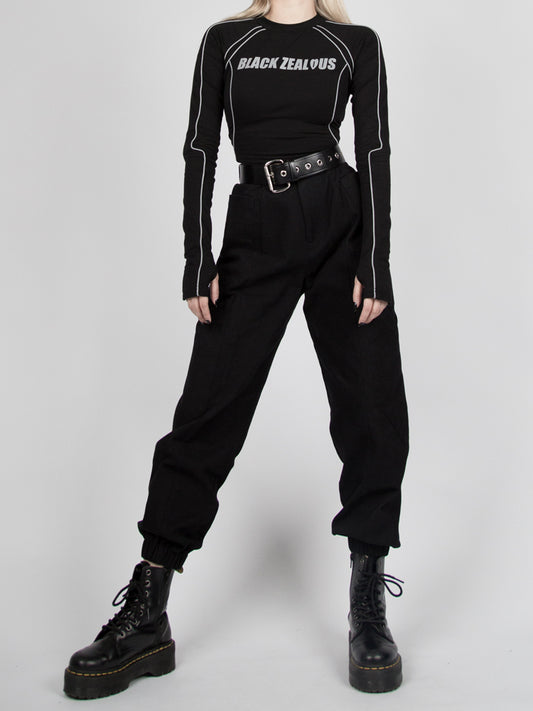 Futuristic Cyberpunk Reflective Long Sleeves Cropped Top