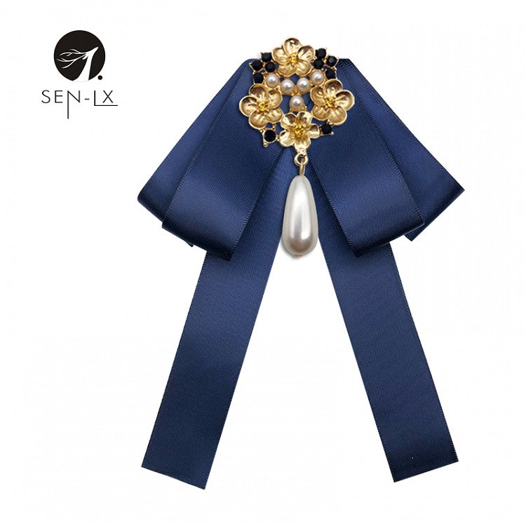 Baroque Antique Pearl Bow Fabric Brooch