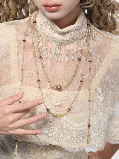 Romantic Goth Layered Beaded Necklace