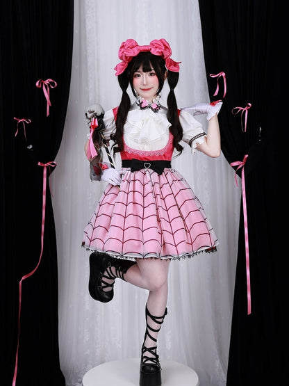 White Ruffled Neckline and Cuffs Short Sleeves Shirt