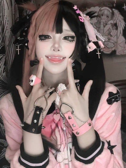 Black/Pink/White/Blue Stud Jirai Kei Bowknot Punk Hairclips