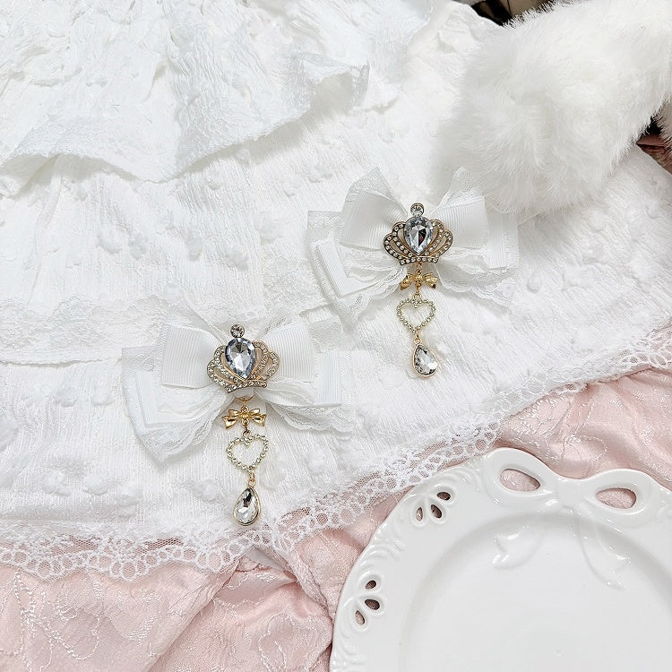 11 Colors Jirai Kei Crown Rhinestone Bow Hair Clip