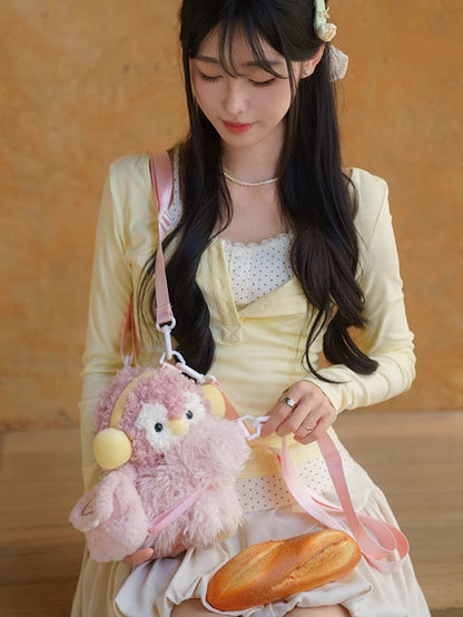 Pink Cute Penguin Plush Backpack/Crossbody Bag Middle/Large Size