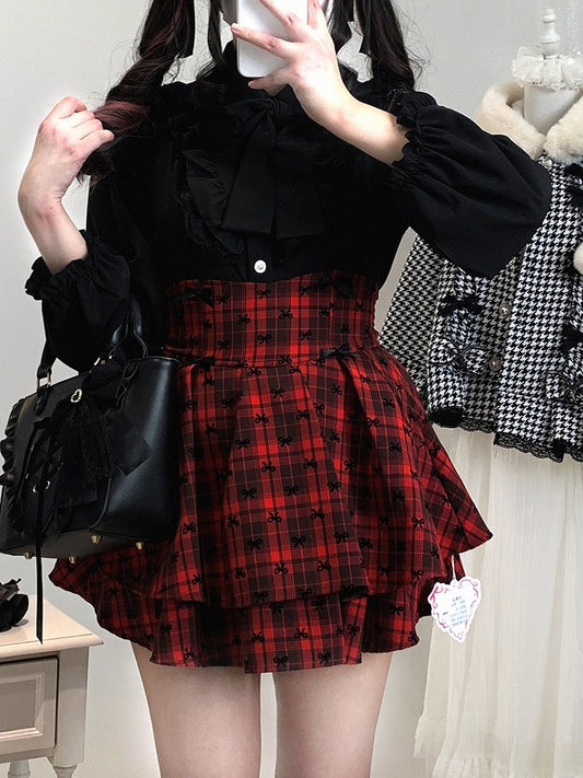 Sweet & Edgy Plaid Tiered Skirt: Jirai Kei High-Waist in 3 Colors