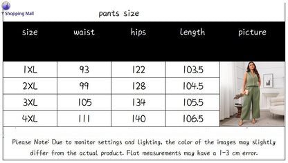 Summer Set Green Sleeveless Vest Wide-Leg Pants Women Outfit