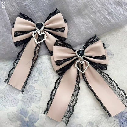 15 Options Heart Decorated Bowknot Hairclips