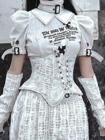 Grey Irregular Shape Boned Corset Belt