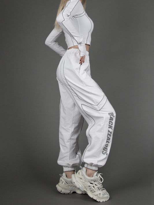Futuristic Cyberpunk White Reflective Sweatpants
