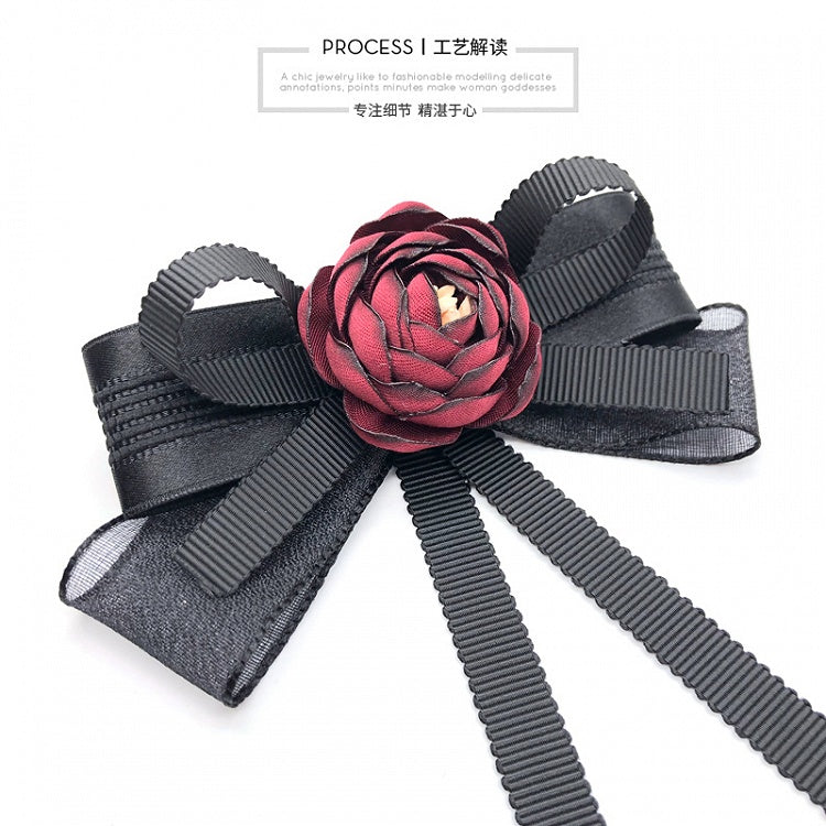 Rose Flower Streamer Bow Tie