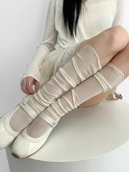 Beige/Pink/White/Nude Loose Under-Knee Stockings