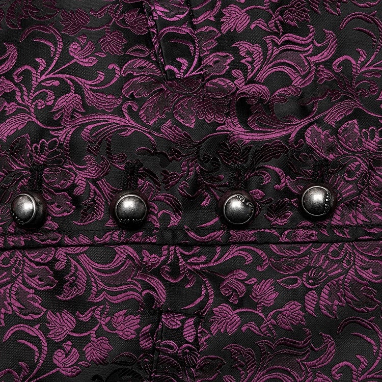 Black and Red Goth Jacquard Waistcoat