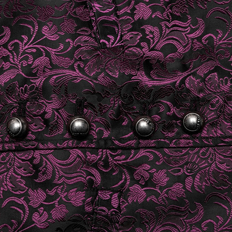 Black and Red Goth Jacquard Waistcoat