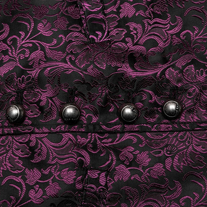 Black and Red Goth Jacquard Waistcoat