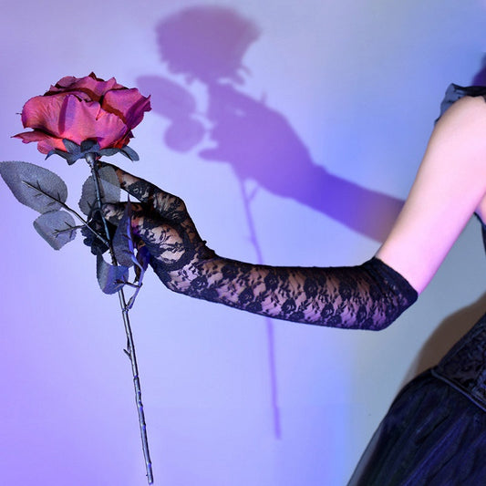 Black/White Gothic Nun Lolita Lace Gloves