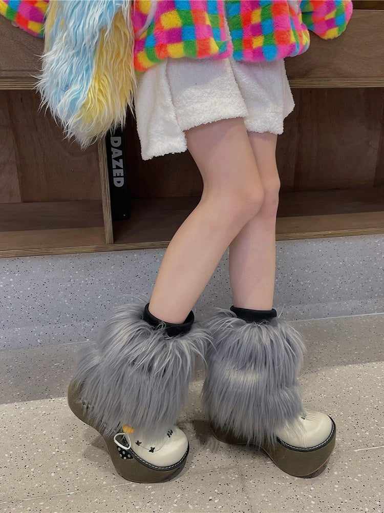 Gray Y2K 20CM/30CM Shaggy Leg Warmers