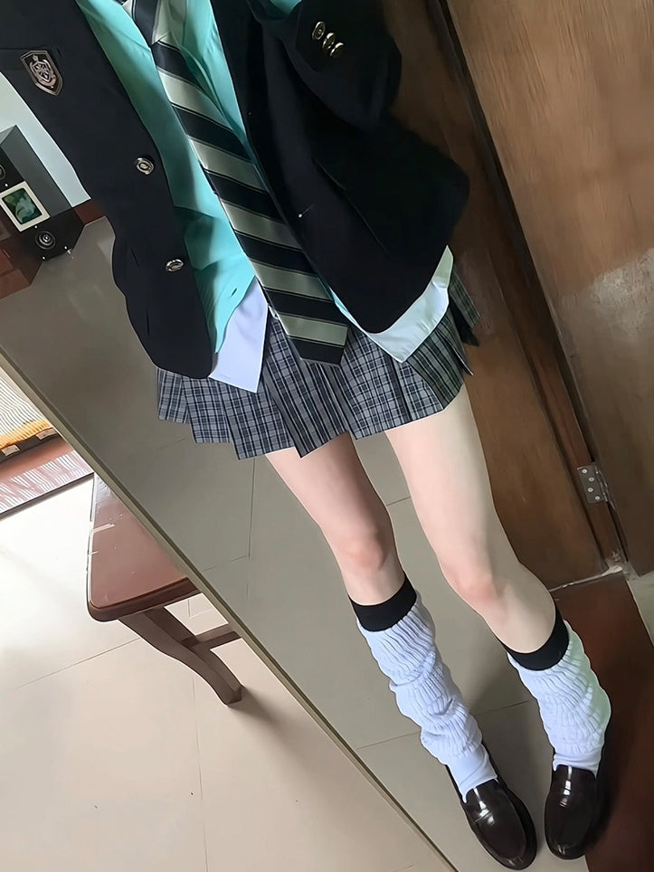 White JK Uniform Knitted Calf Socks 60CM/100CM Length