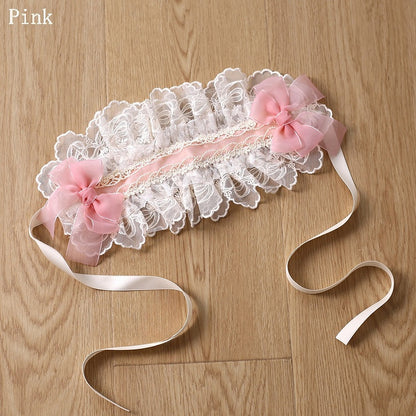 9 Color Options Sweet Lolita Bowknot Details Ruffled Hairband
