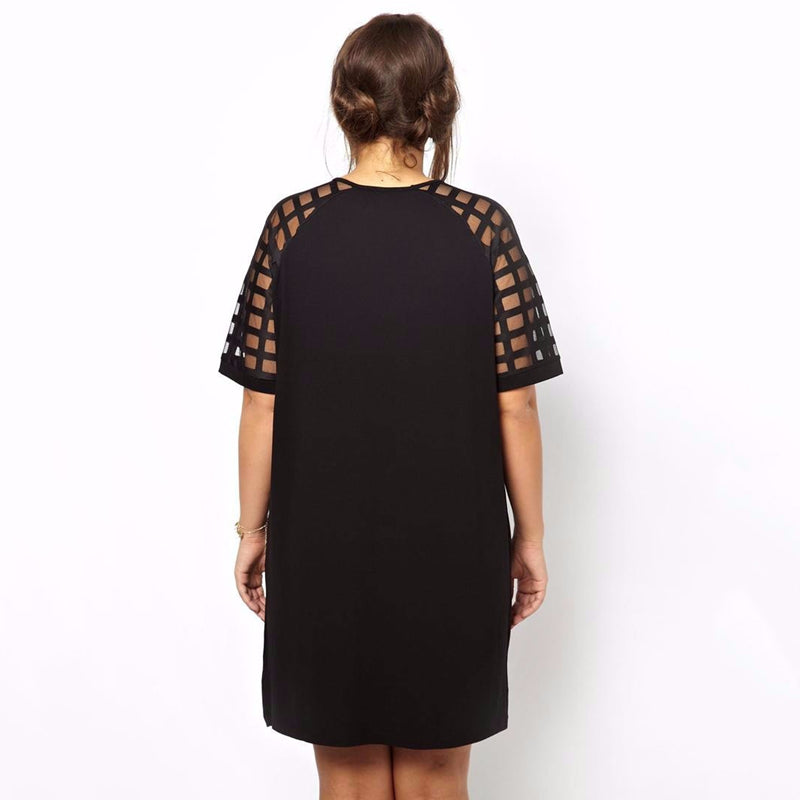 Women's Plus Size Summer Dress Hollow Out Short Sleeve Straight Midi Dress