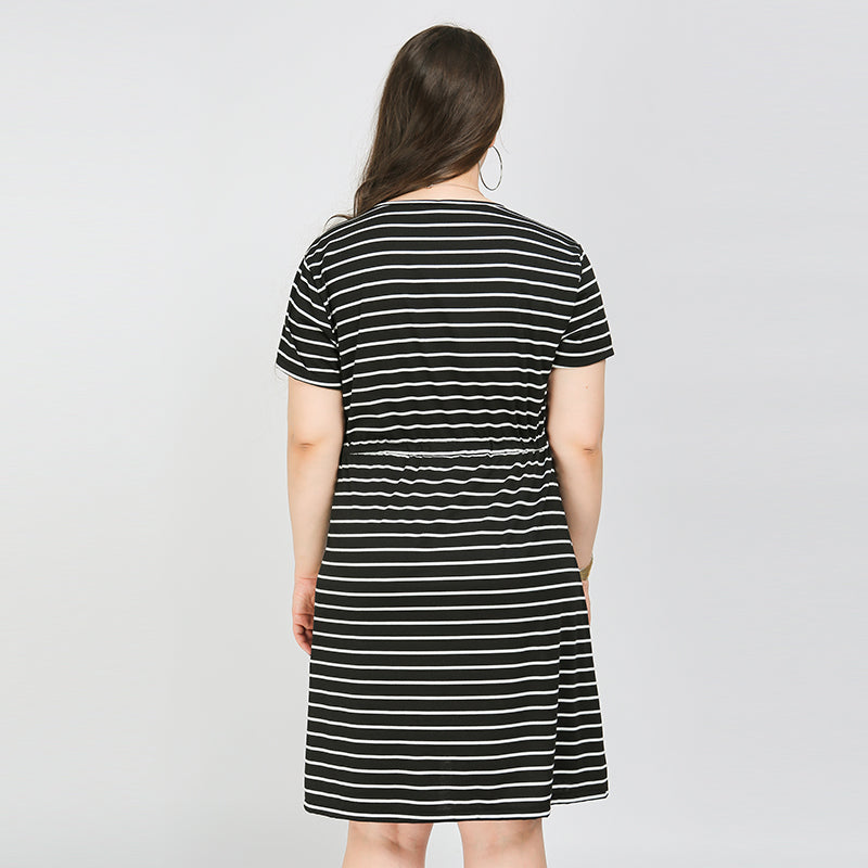 Striped Waist Drawstring Dress