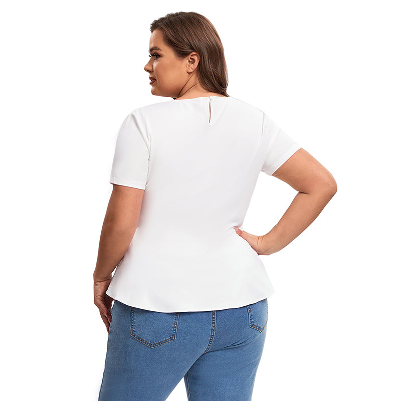 OL ruffle top back button T-shirt