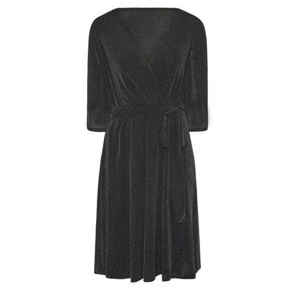 Retro bright silk V-neck dress