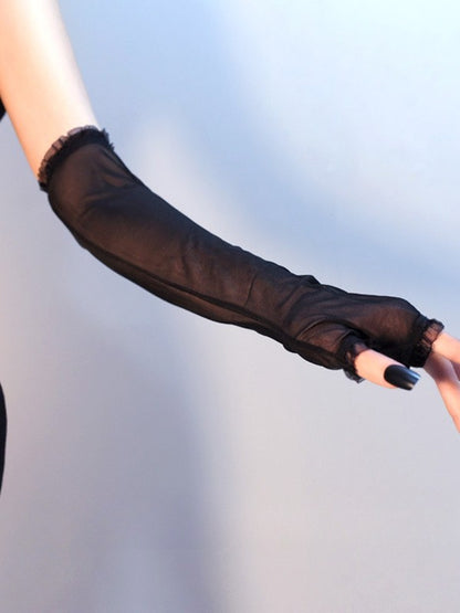 Black Gothic Lace Trim Sleeves