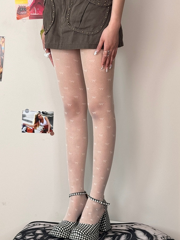 4 Color Options Bowknot Pattern Tights