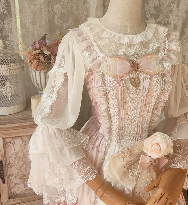 In Stock Round Neckline Trumpet Sleeves Elegant Lolita Blouse