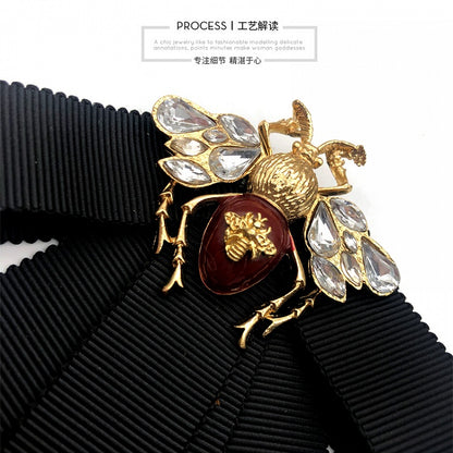 Solid Color Bee Bow Tie Brooch