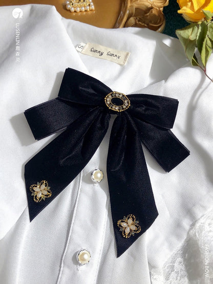Vintage Retro Velvet Bow Lolita Brooch