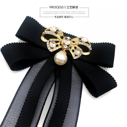 Chiffon Pearl Bow Brooch