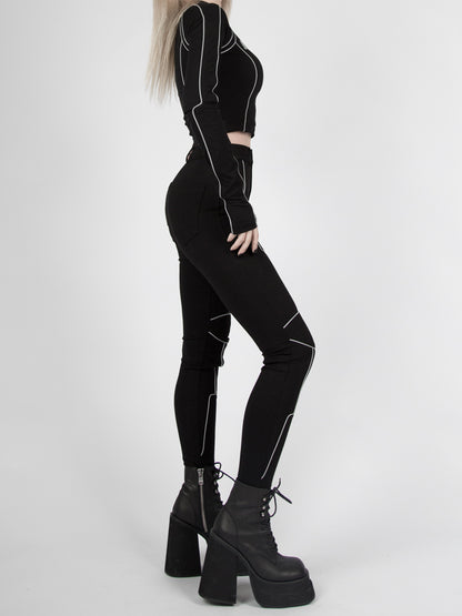 Futuristic Cyberpunk Reflective Bikecore High Waist Pants