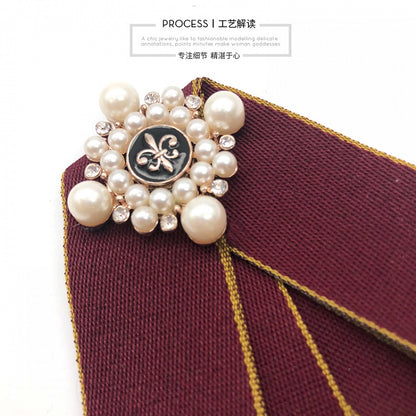 Bow Shirt Tie Pearl Brooch