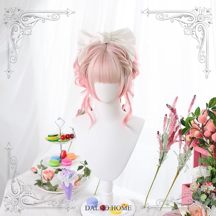 Mid-length Gradient Double Ponytail Curly Synthetic Wig