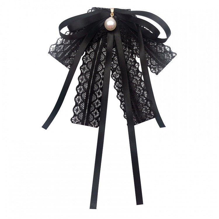 Black Lace Bow Brooch