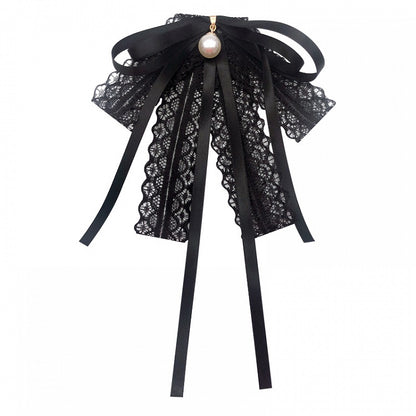 Black Lace Bow Brooch