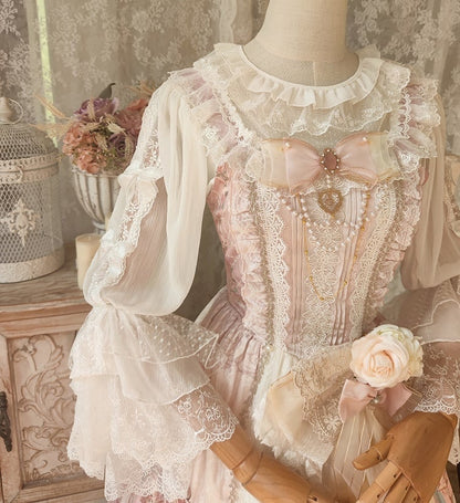 In Stock Round Neckline Trumpet Sleeves Elegant Lolita Blouse