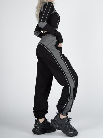 Futuristic Cyberpunk Stand Collar Long Sleeves Cropped Top