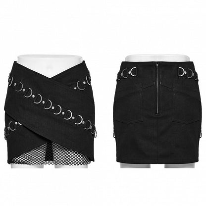 Black Punk Overlapping Skirt