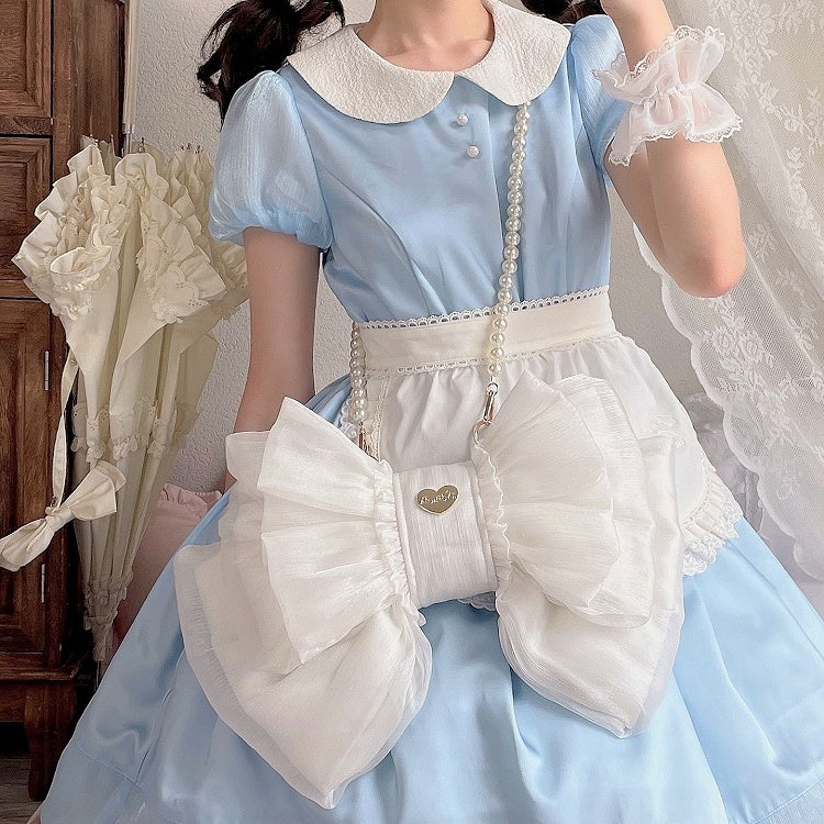 White Big Bow Backpack 3 Size Options