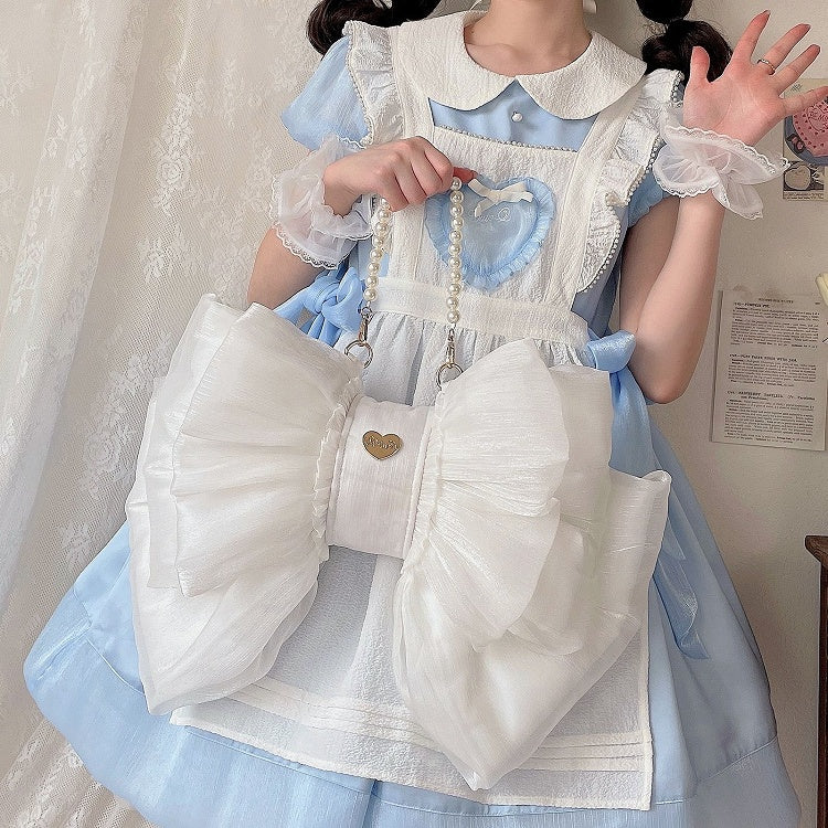 White Big Bow Backpack 3 Size Options