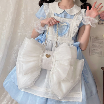 White Big Bow Backpack 3 Size Options