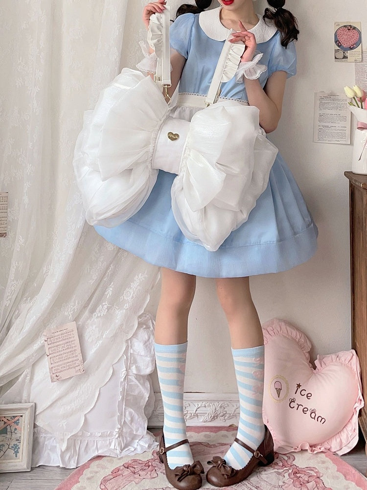 White Big Bow Backpack 3 Size Options